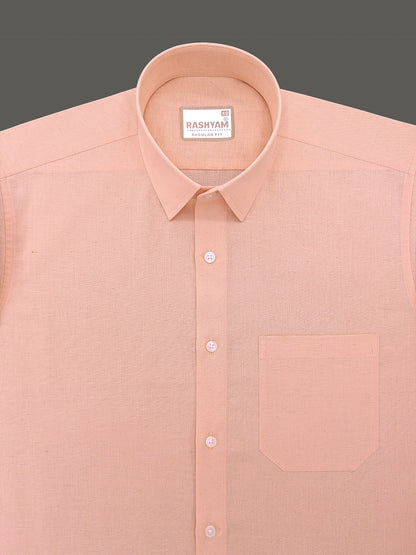 Velmora Luxurious Linen Cotton Desert Peach Formal Shirt For Men