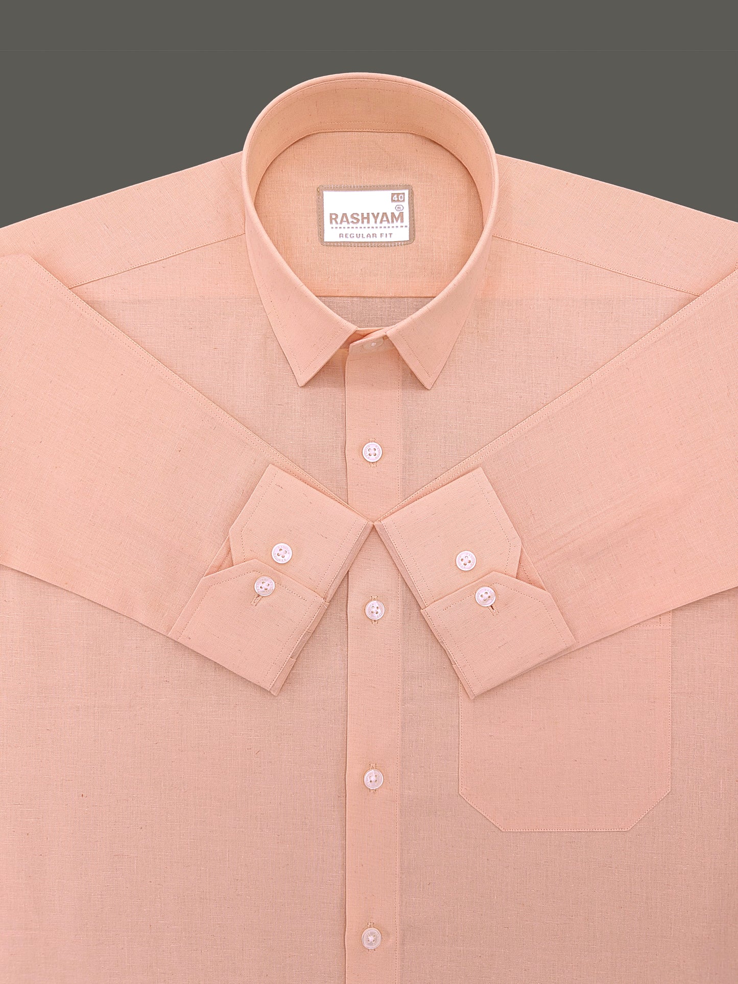 Velmora Luxurious Linen Cotton Desert Peach Formal Shirt For Men