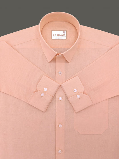 Velmora Luxurious Linen Cotton Desert Peach Formal Shirt For Men