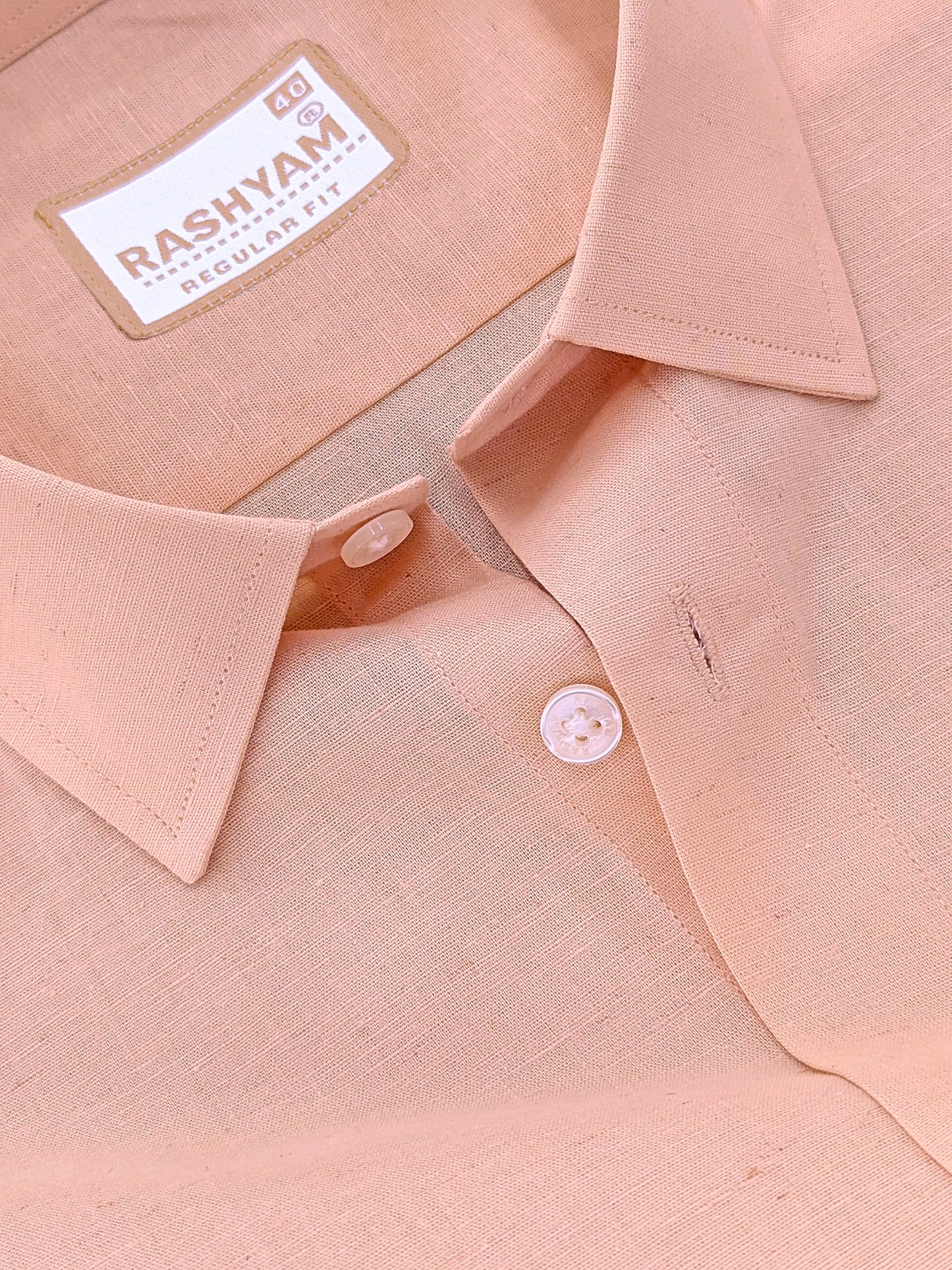 Velmora Luxurious Linen Cotton Desert Peach Formal Shirt For Men