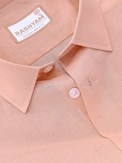 Velmora Luxurious Linen Cotton Desert Peach Formal Shirt For Men