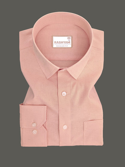 Velmora Luxurious Linen Cotton Desert Peach Formal Shirt For Men
