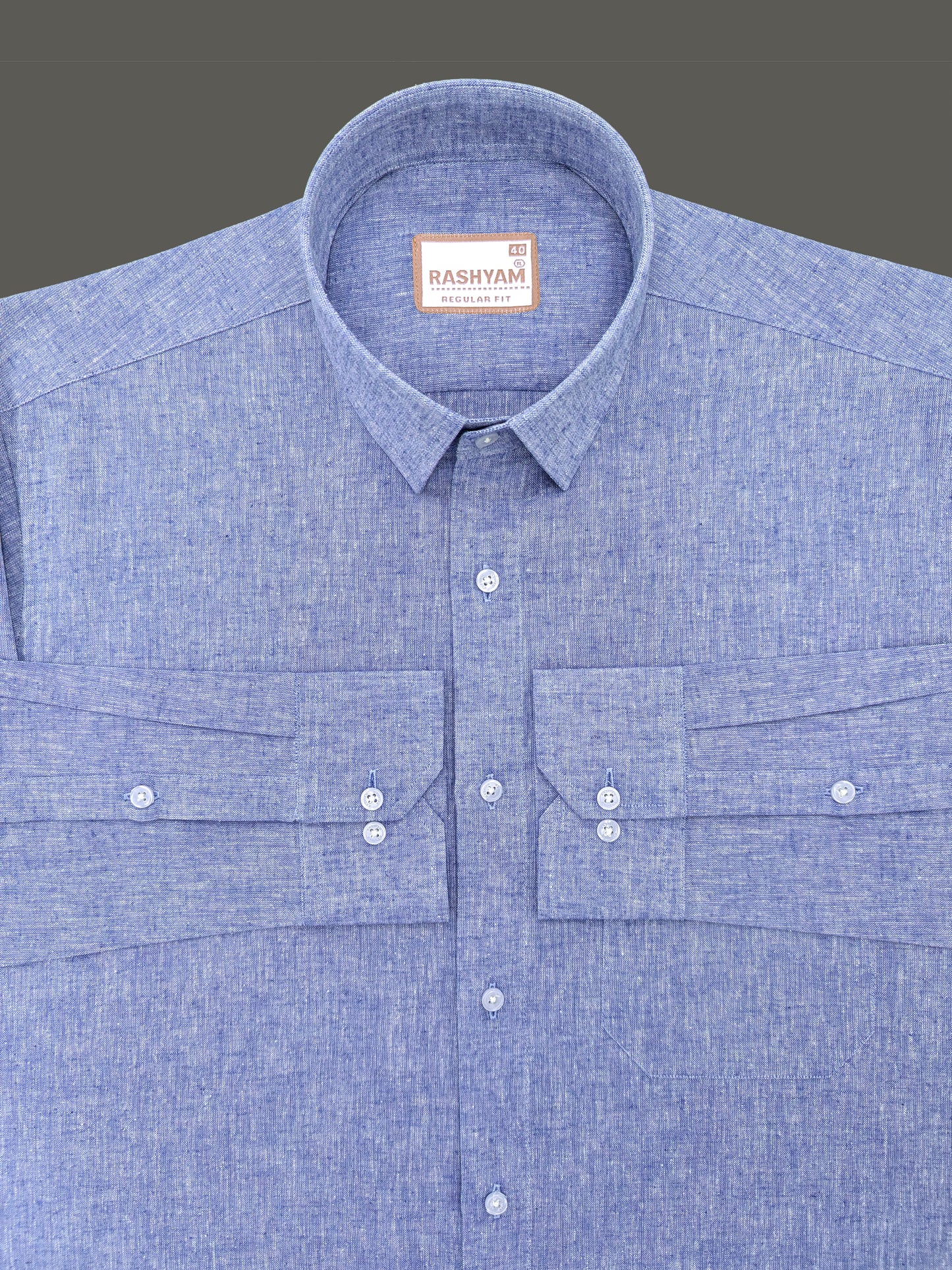 Velmora Luxurious Linen Cotton Vibrant Blue Formal Shirt For Men
