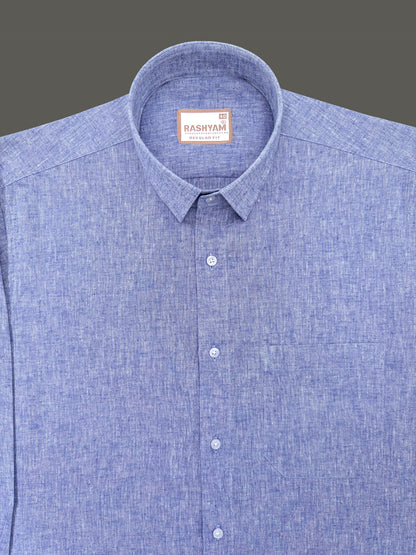 Velmora Luxurious Linen Cotton Vibrant Blue Formal Shirt For Men