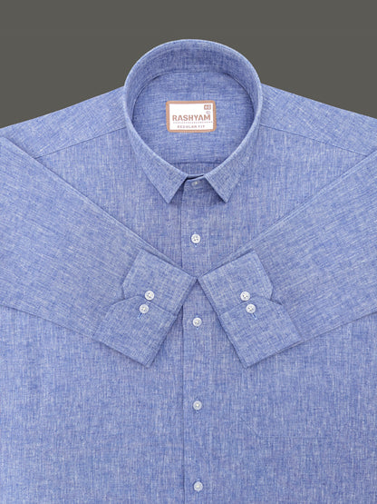 Velmora Luxurious Linen Cotton Vibrant Blue Formal Shirt For Men