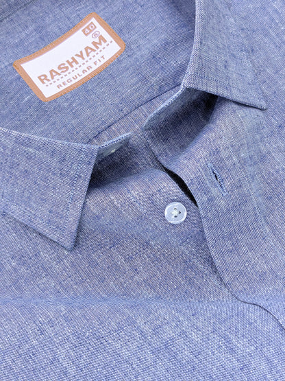 Velmora Luxurious Linen Cotton Vibrant Blue Formal Shirt For Men