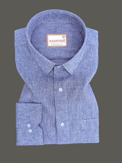 Velmora Luxurious Linen Cotton Vibrant Blue Formal Shirt For Men
