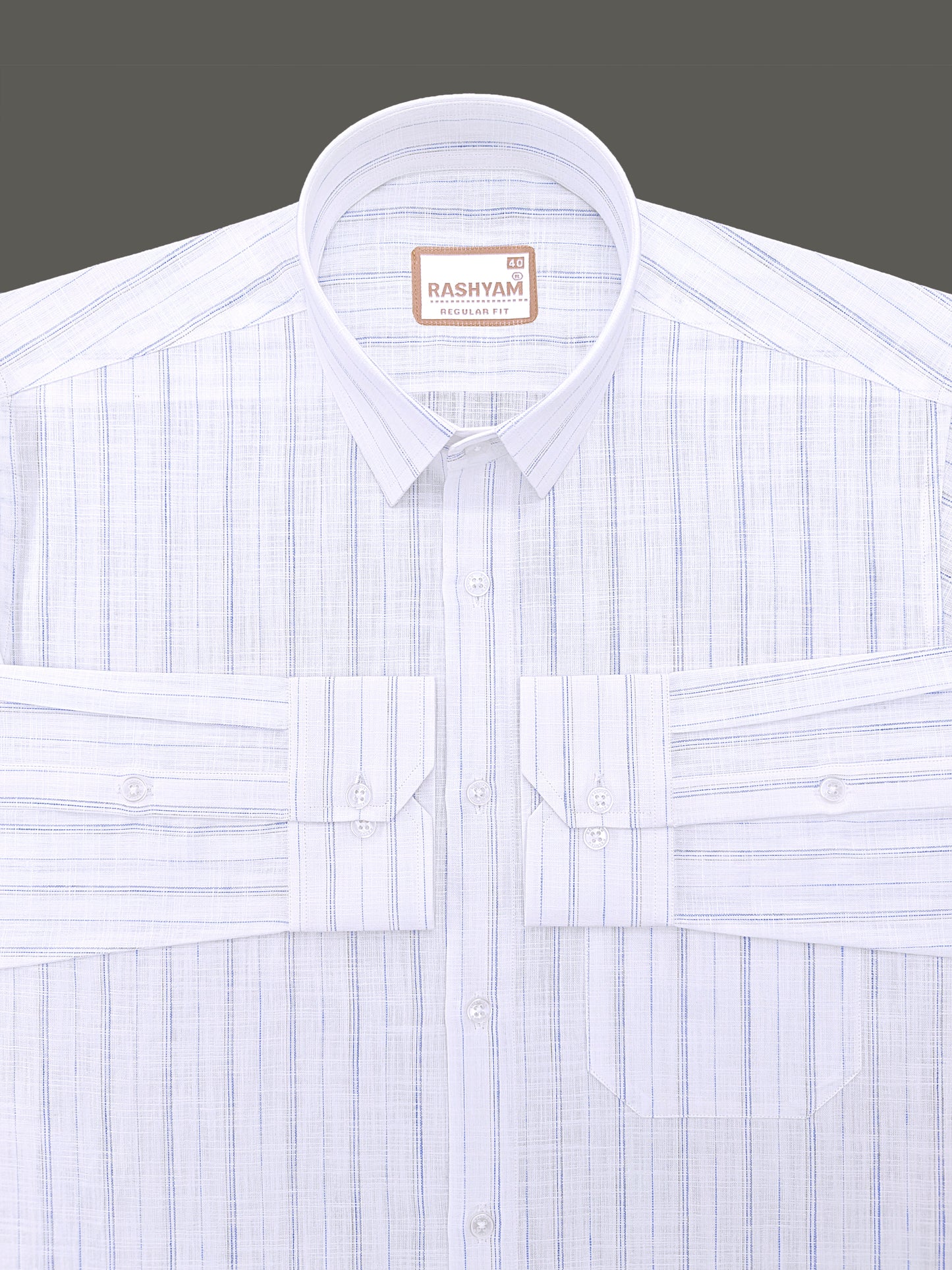 Bellariva Premium Linen Cotton Bluewater Stripe On White Formal Shirt
