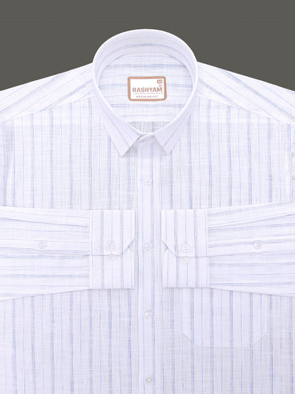 Bellariva Premium Linen Cotton Bluewater Stripe On White Formal Shirt