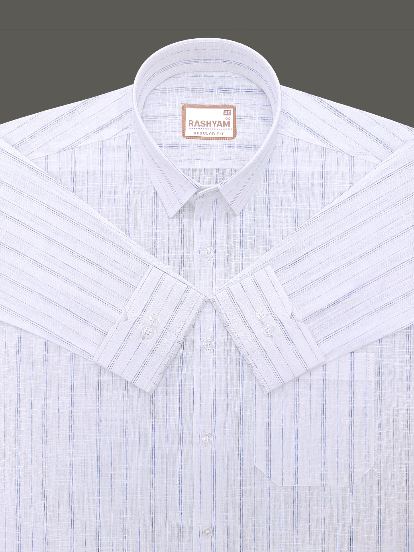 Bellariva Premium Linen Cotton Bluewater Stripe On White Formal Shirt