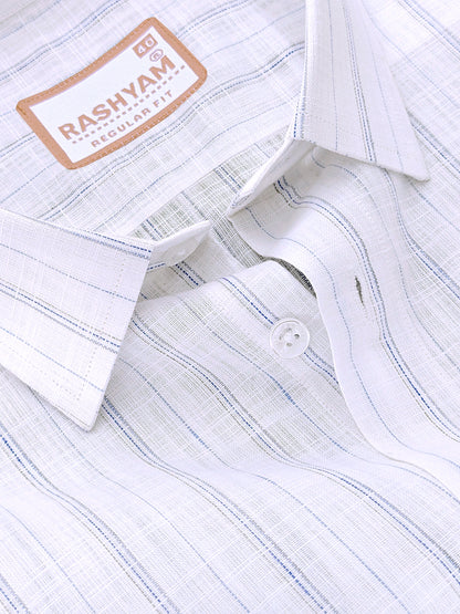 Bellariva Premium Linen Cotton Bluewater Stripe On White Formal Shirt