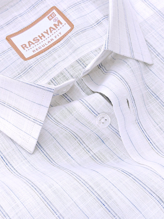 Bellariva Premium Linen Cotton Bluewater Stripe On White Formal Shirt