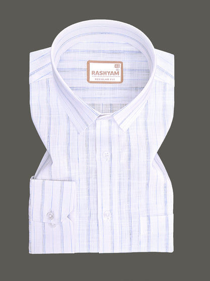 Bellariva Premium Linen Cotton Bluewater Stripe On White Formal Shirt