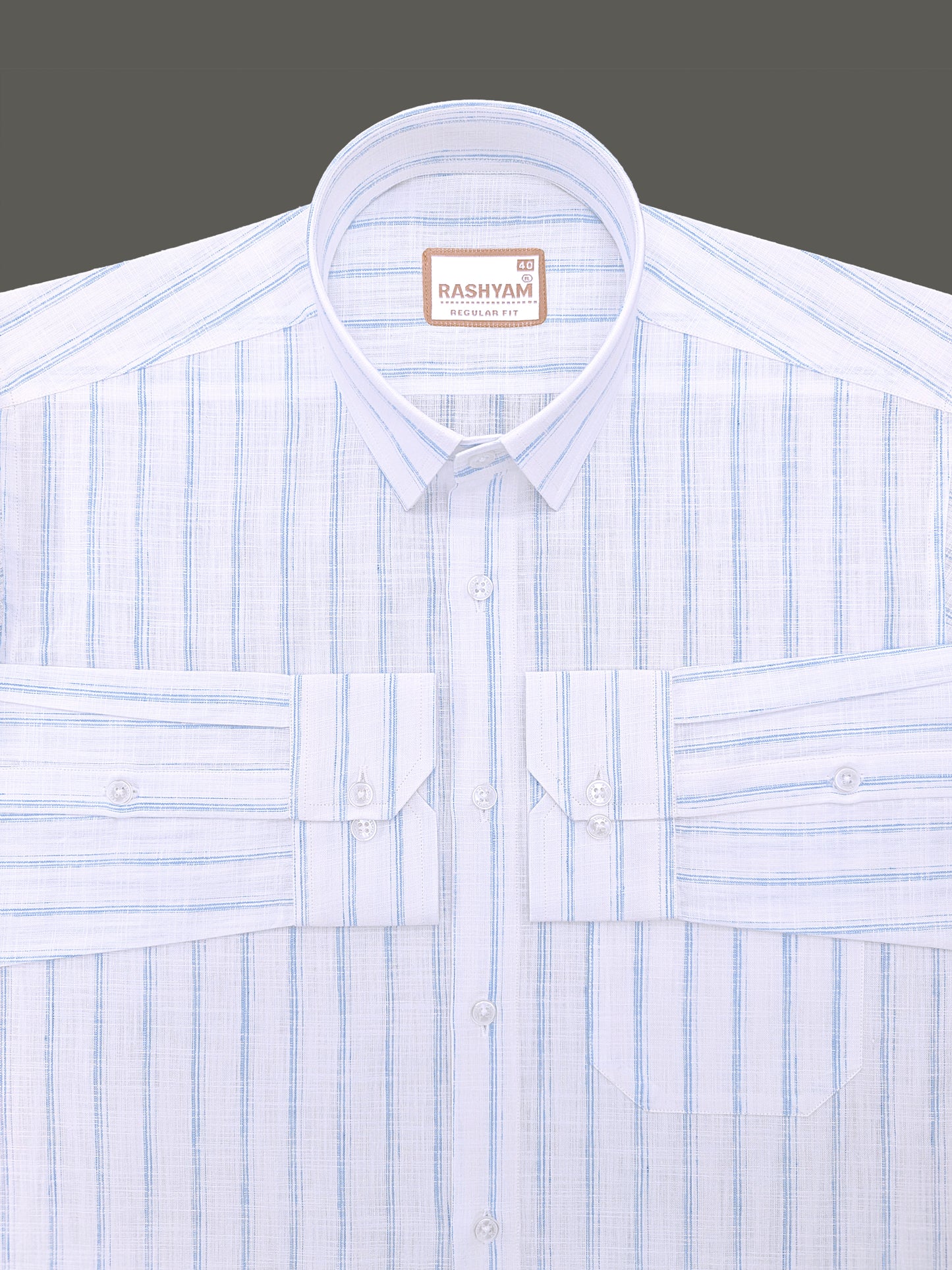 Bellariva Premium Linen Cotton Skywave Stripe On White Formal Shirt