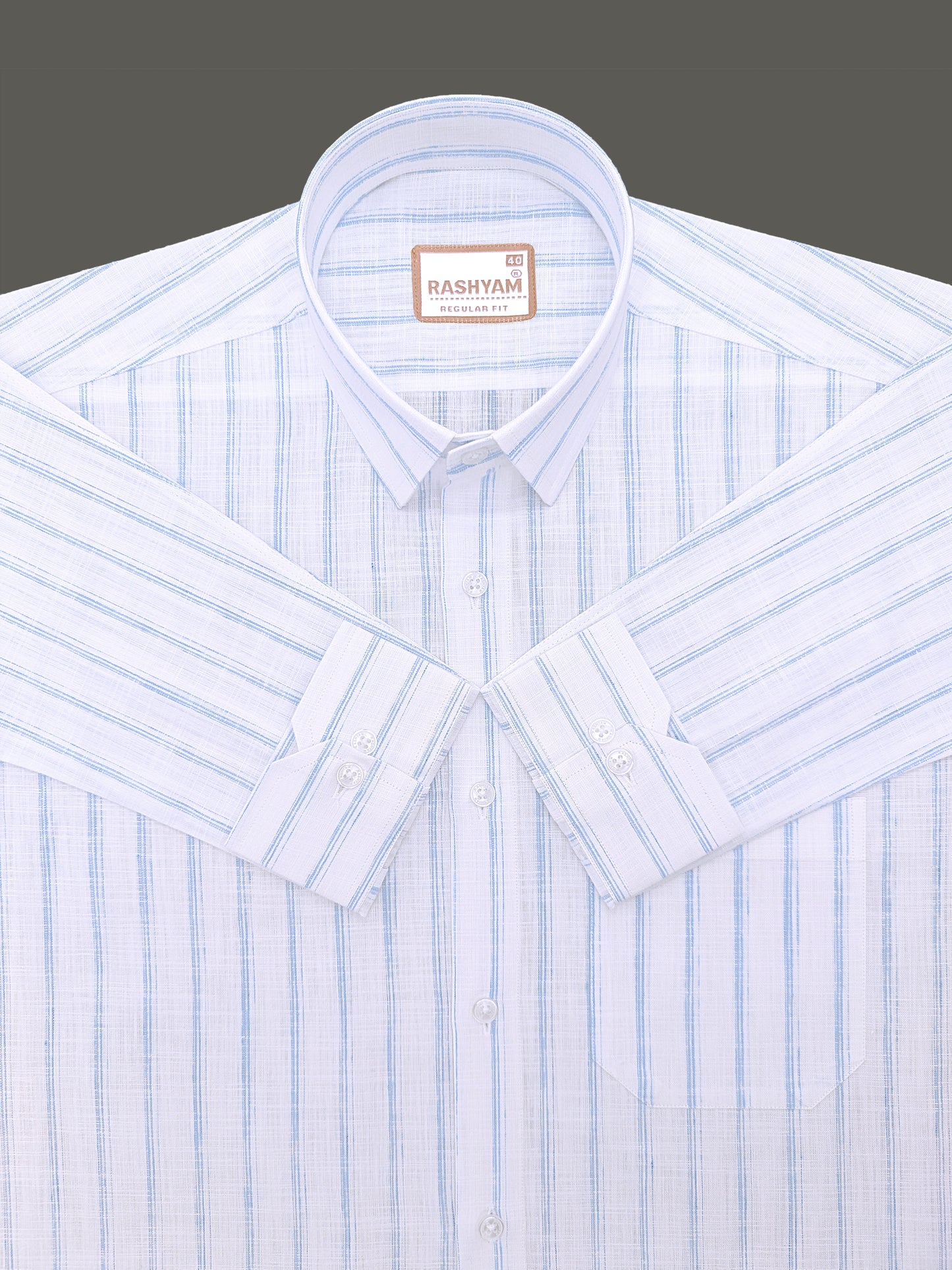 Bellariva Premium Linen Cotton Skywave Stripe On White Formal Shirt