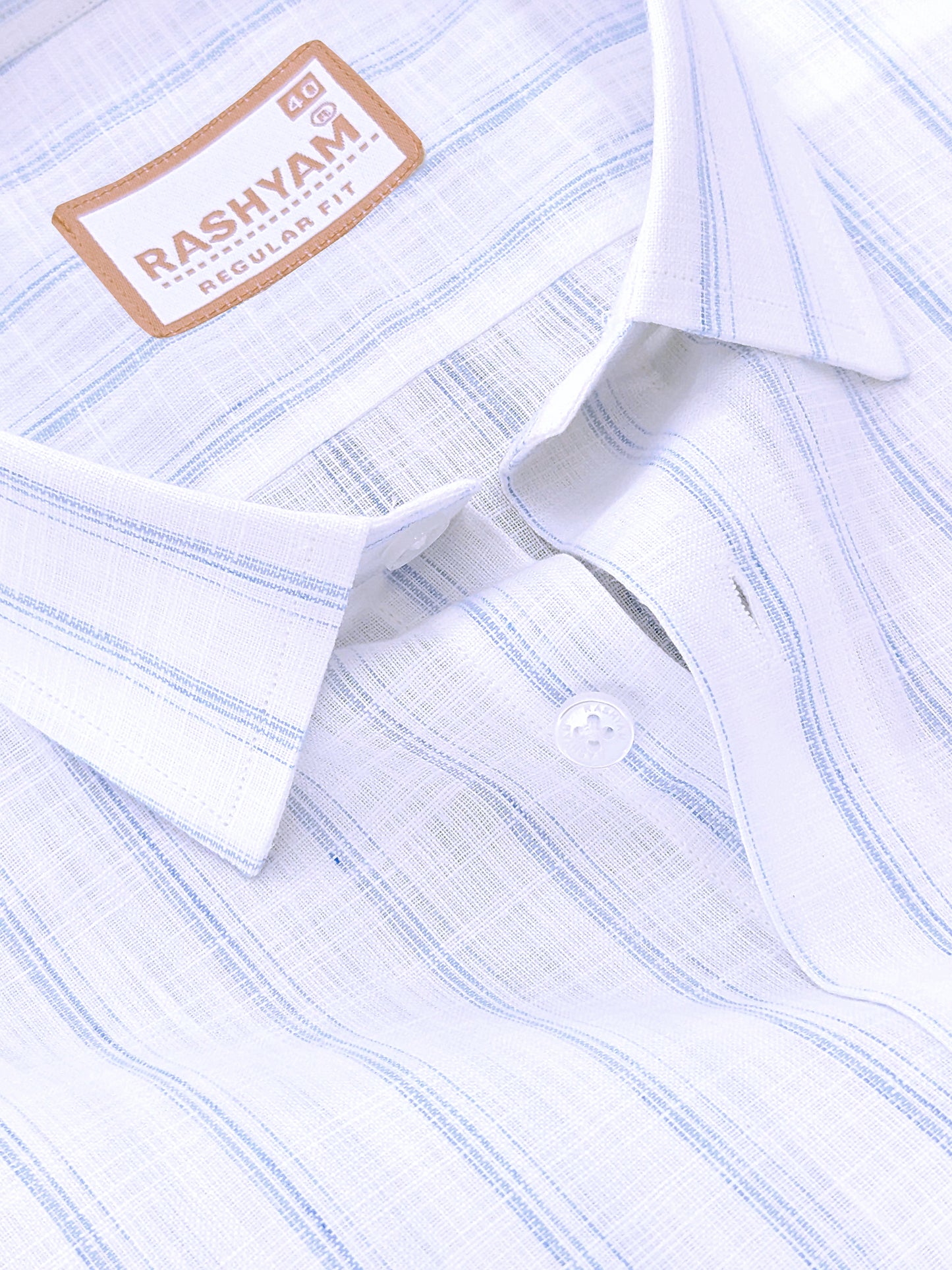 Bellariva Premium Linen Cotton Skywave Stripe On White Formal Shirt