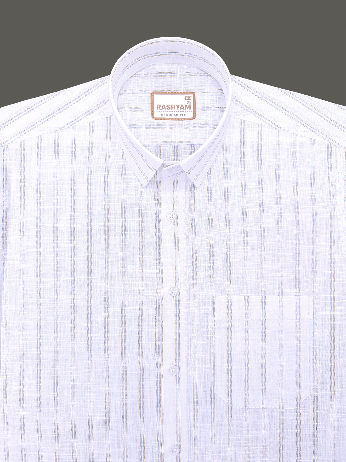 Bellariva Premium Linen Cotton Blue With Yellow Stripe On White Formal Shirt