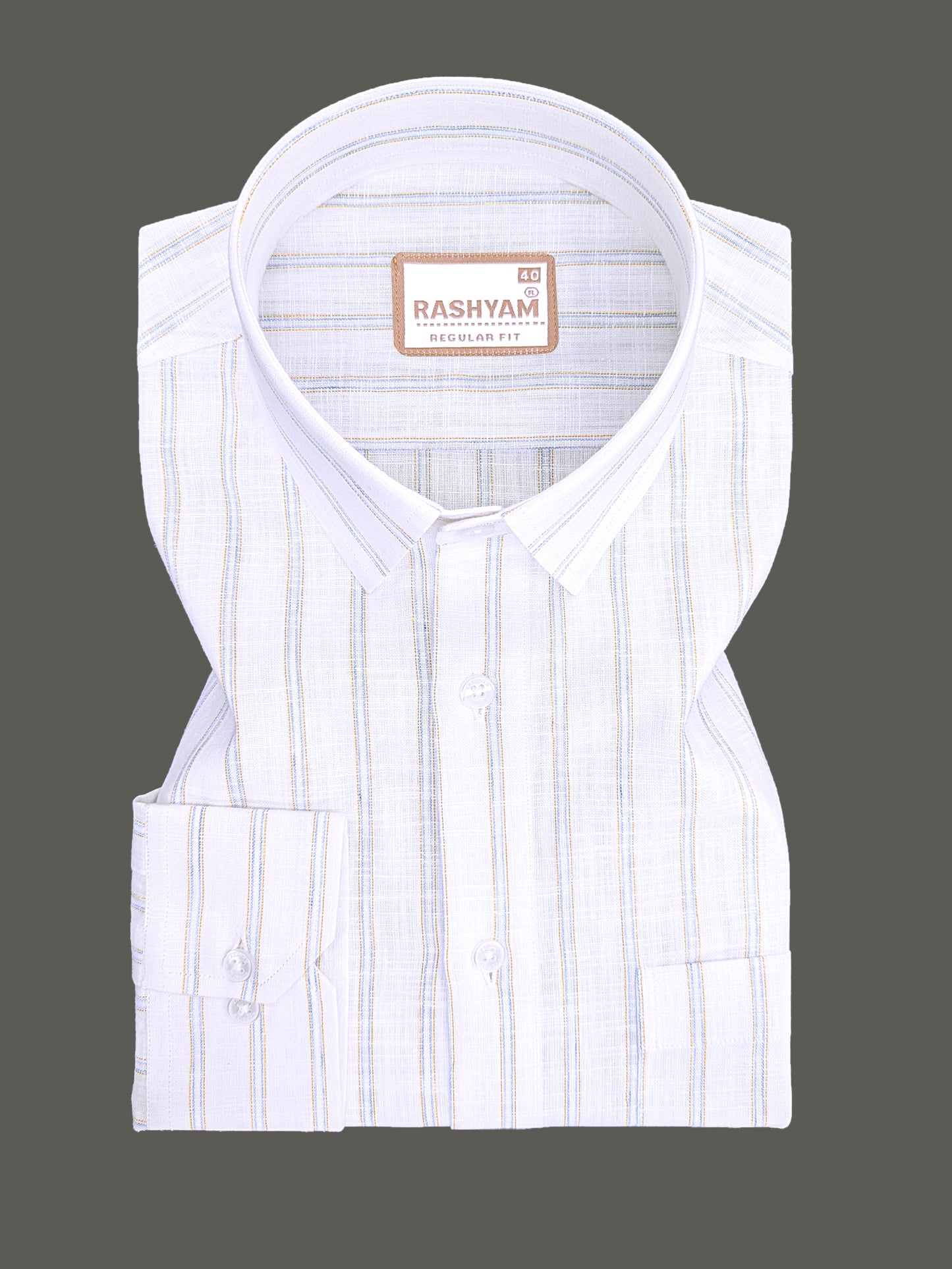 Bellariva Premium Linen Cotton Blue With Yellow Stripe On White Formal Shirt