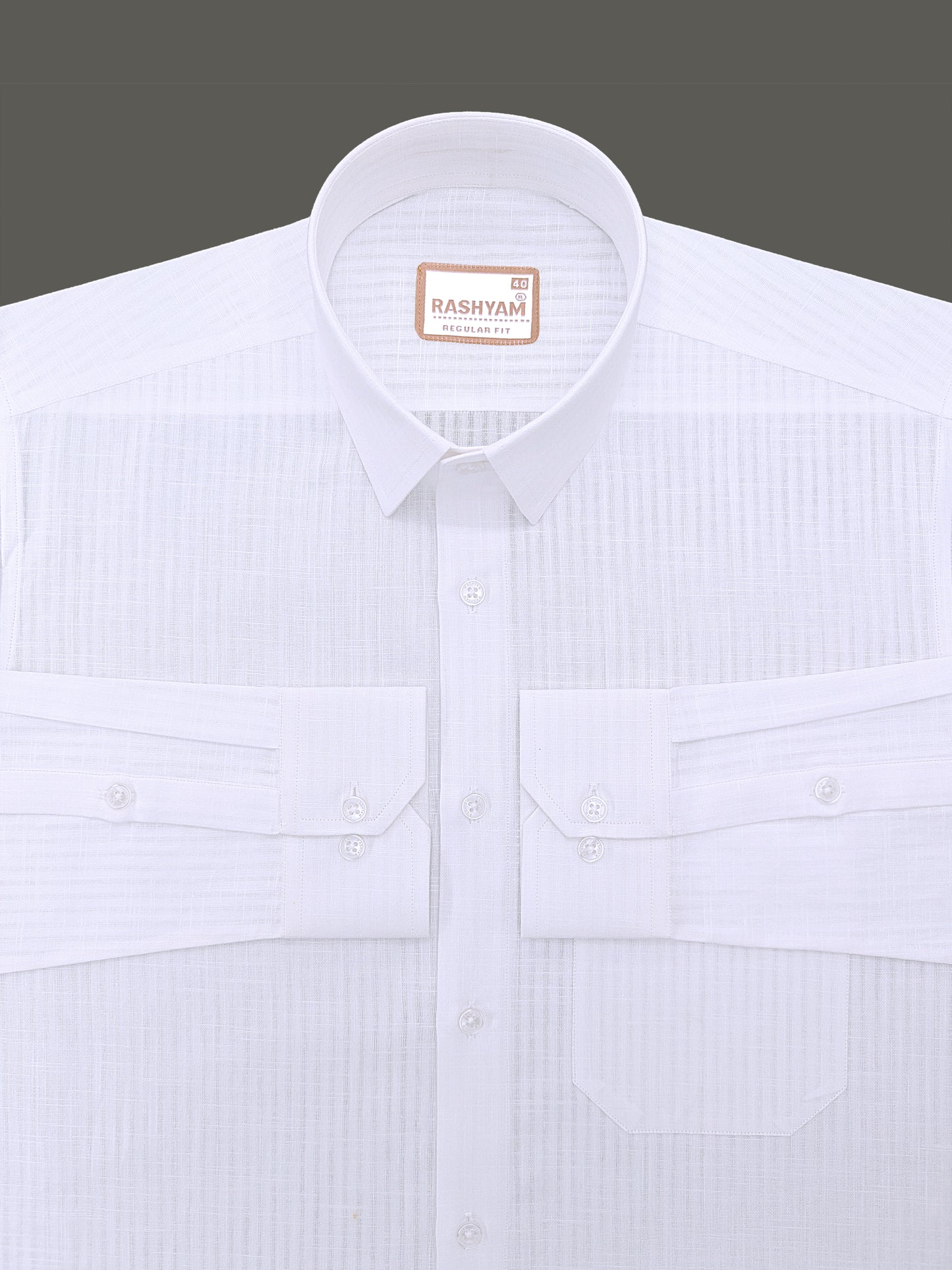 Italian Premium Linen Cotton Bright White Multi Stripe Formal Shirt