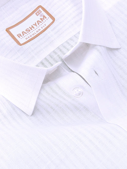 Italian Premium Linen Cotton Bright White Multi Stripe Formal Shirt