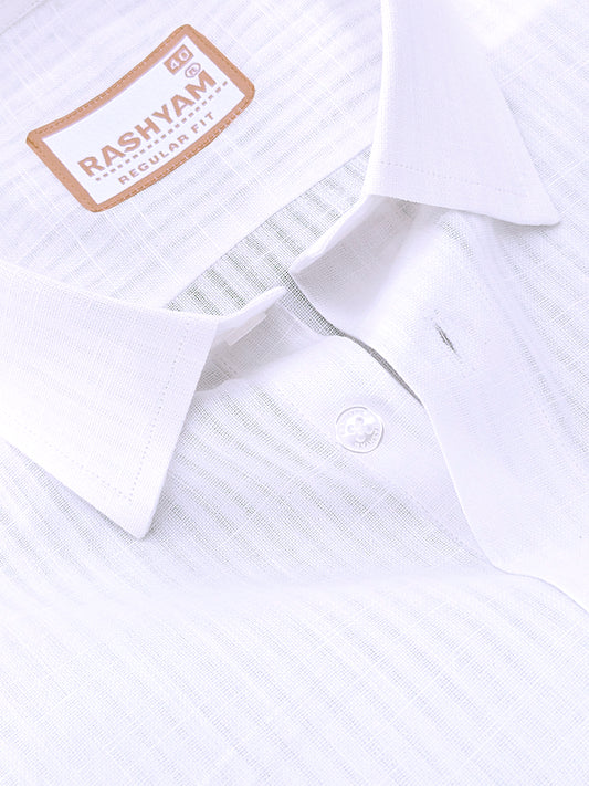 Italian Premium Linen Cotton Bright White Multi Stripe Formal Shirt