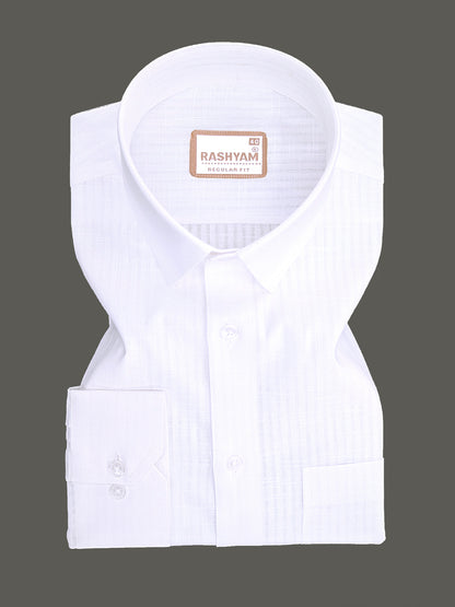 Italian Premium Linen Cotton Bright White Multi Stripe Formal Shirt