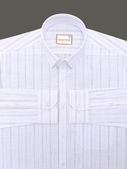 Bellariva Premium Linen Cotton Forestline On White Formal Shirt