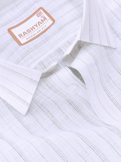 Bellariva Premium Linen Cotton Forestline On White Formal Shirt