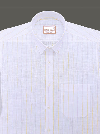 Bellariva Premium Linen Cotton Sunblush Line On White Formal Shirt