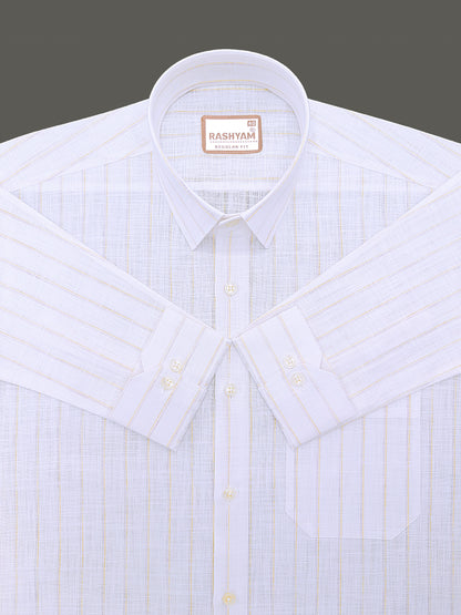 Bellariva Premium Linen Cotton Sunblush Line On White Formal Shirt