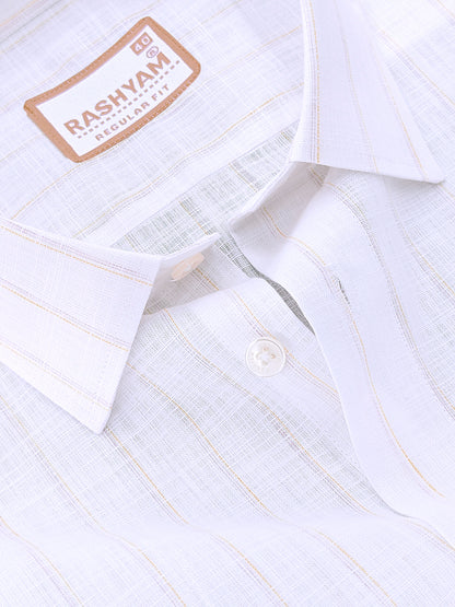 Bellariva Premium Linen Cotton Sunblush Line On White Formal Shirt