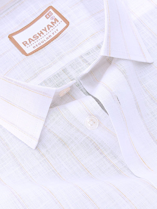 Bellariva Premium Linen Cotton Sunblush Line On White Formal Shirt