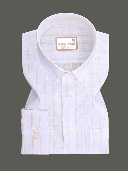 Bellariva Premium Linen Cotton Sunblush Line On White Formal Shirt