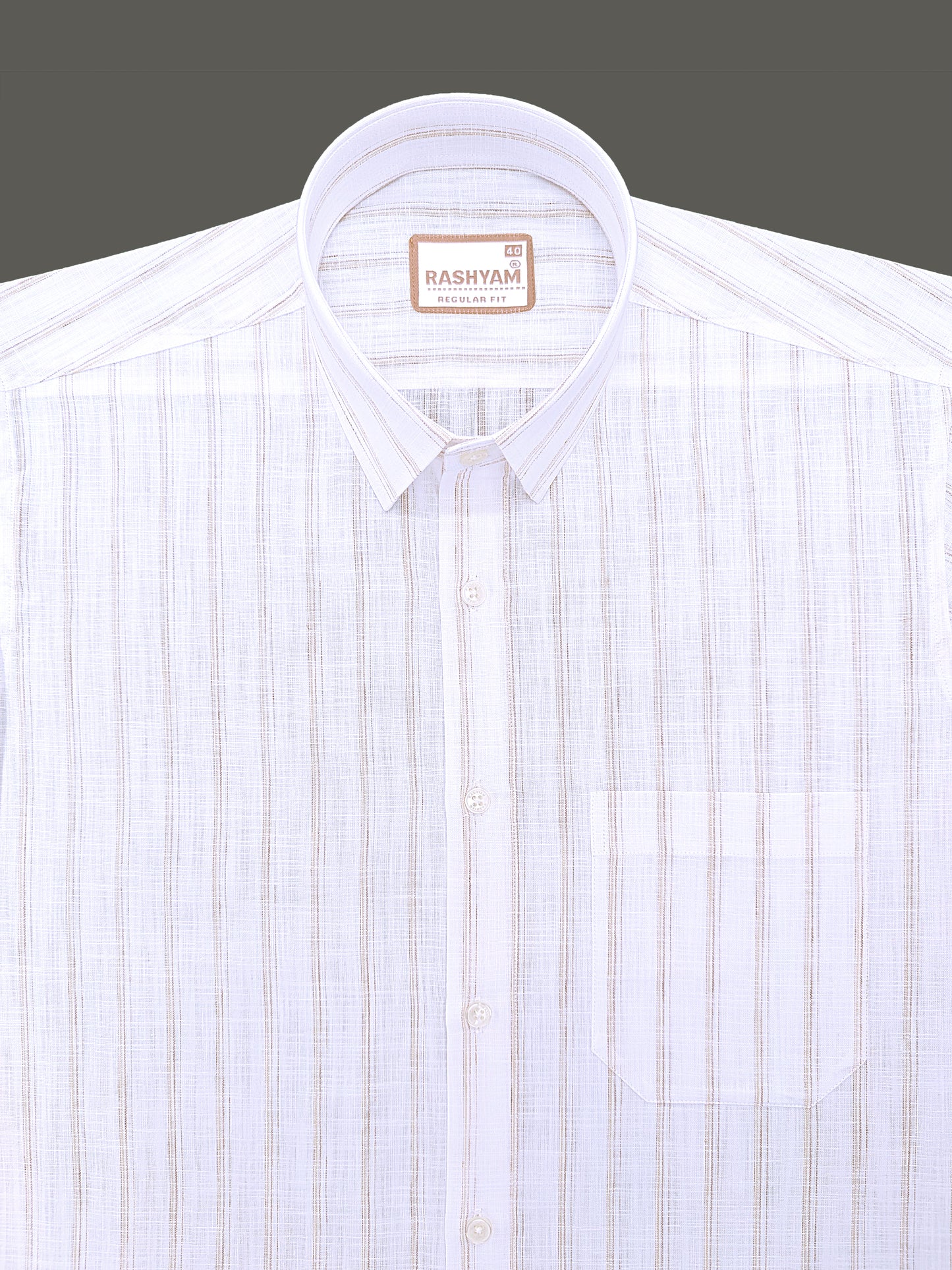 Bellariva Premium Linen Cotton Almond Crest Line On White Formal Shirt