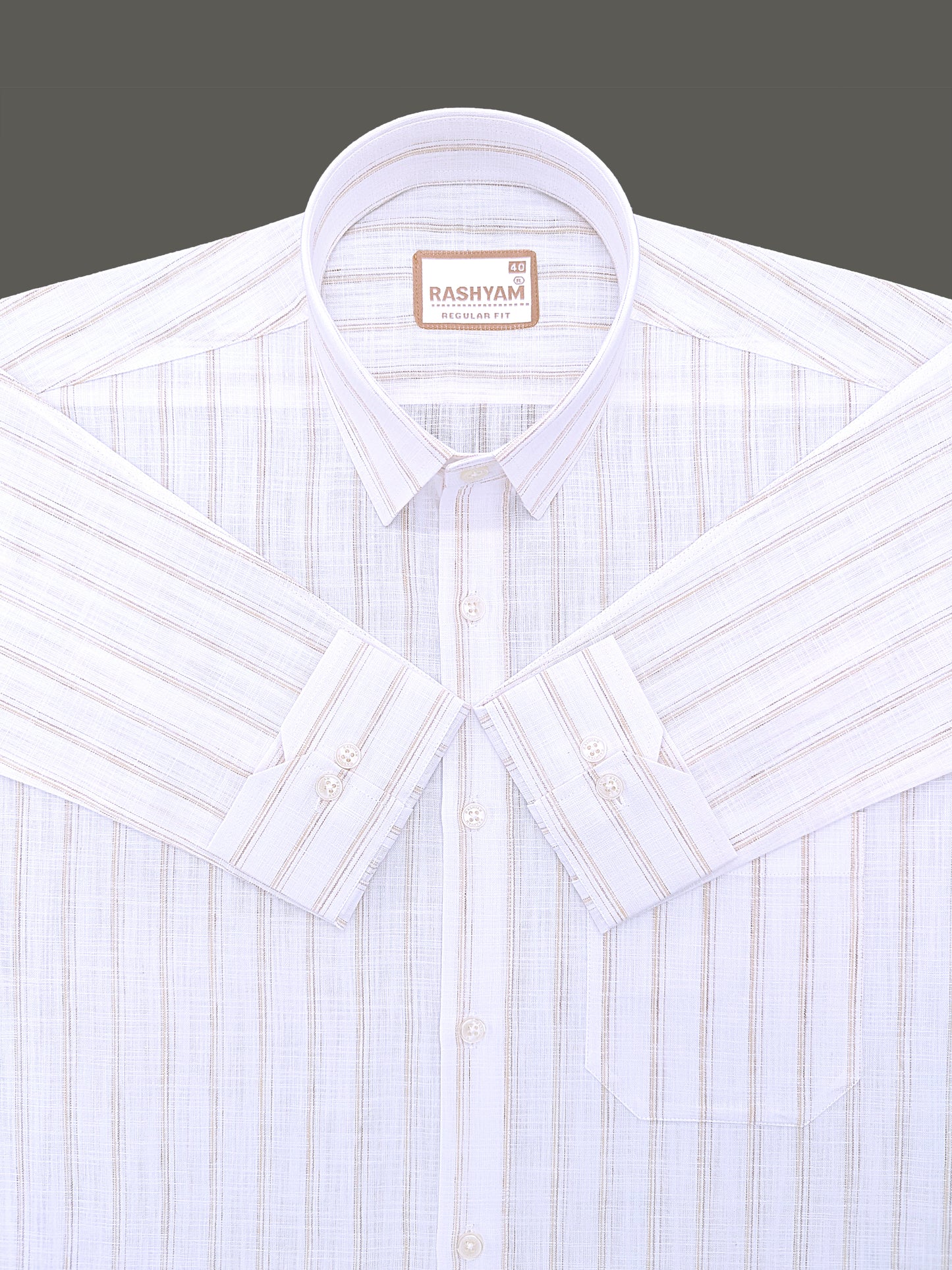 Bellariva Premium Linen Cotton Almond Crest Line On White Formal Shirt