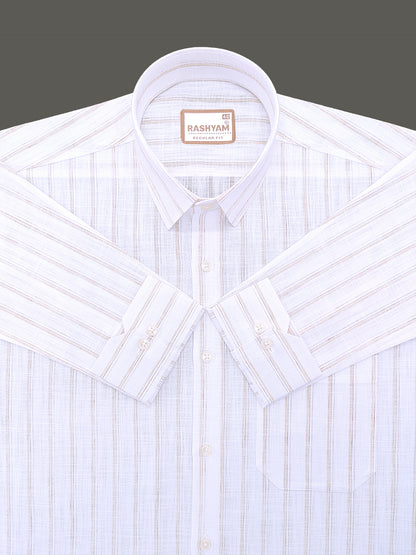 Bellariva Premium Linen Cotton Almond Crest Line On White Formal Shirt