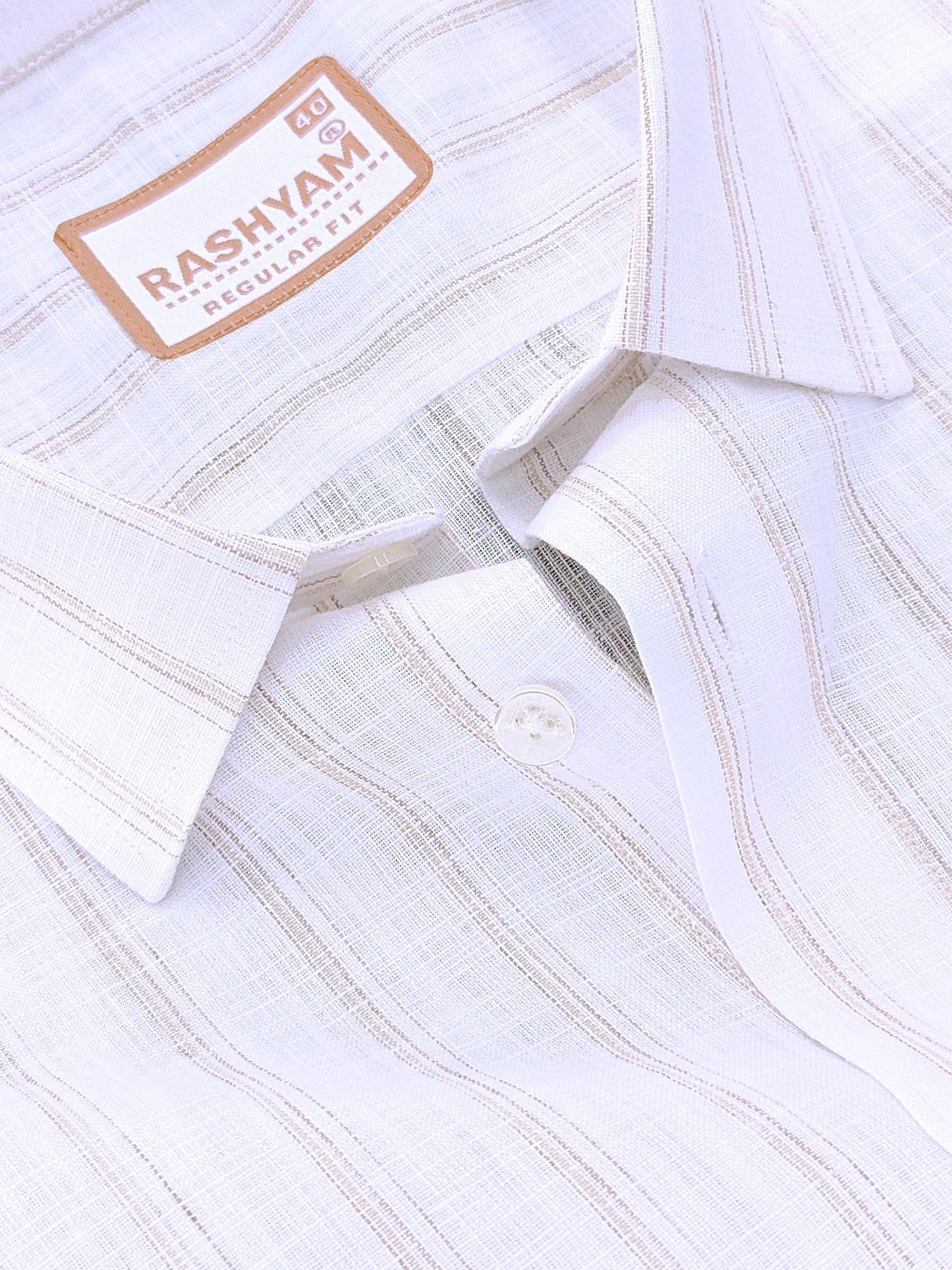 Bellariva Premium Linen Cotton Almond Crest Line On White Formal Shirt