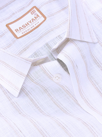 Bellariva Premium Linen Cotton Almond Crest Line On White Formal Shirt