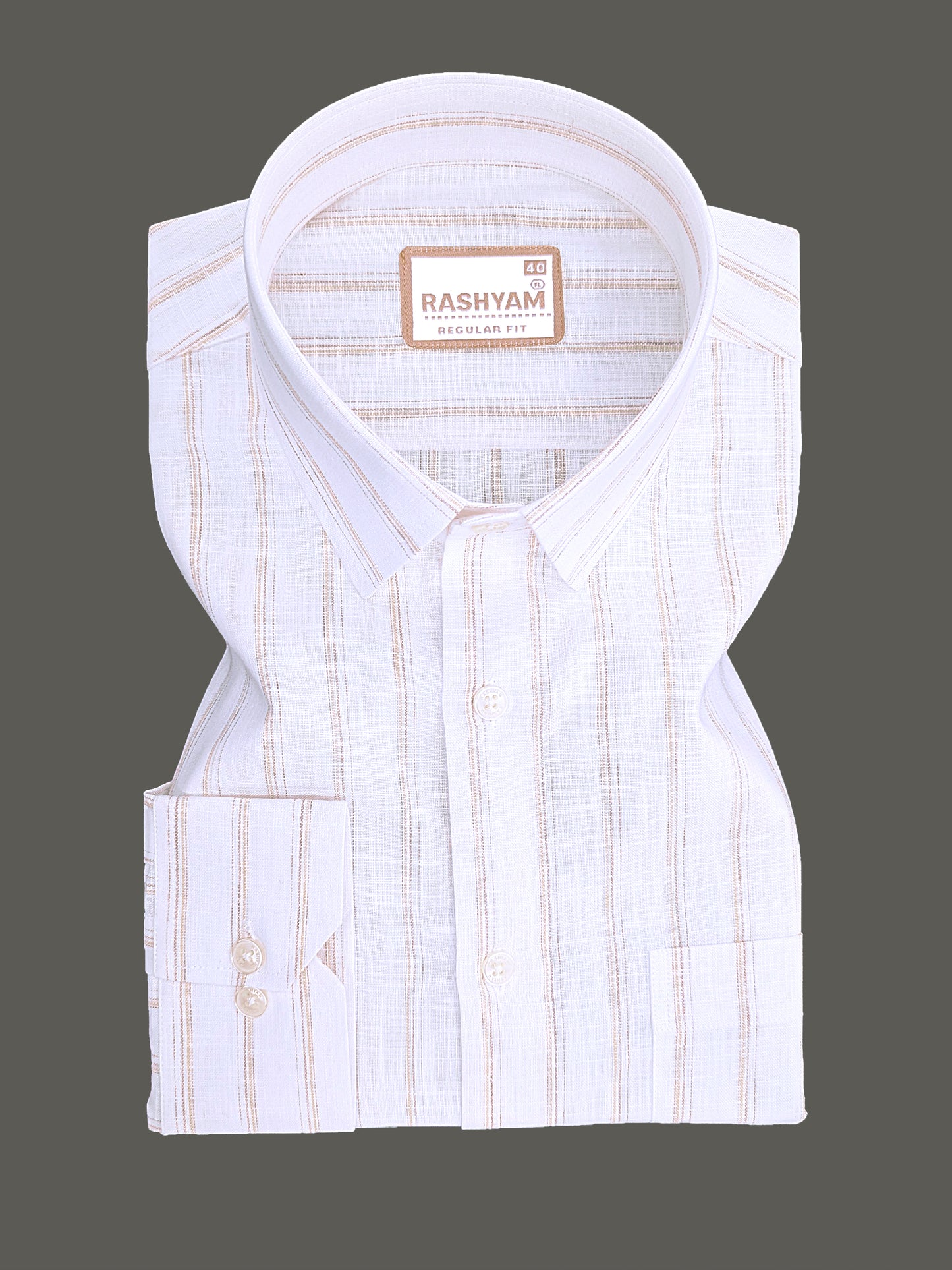 Bellariva Premium Linen Cotton Almond Crest Line On White Formal Shirt