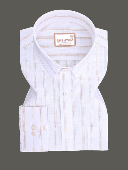 Bellariva Premium Linen Cotton Almond Crest Line On White Formal Shirt