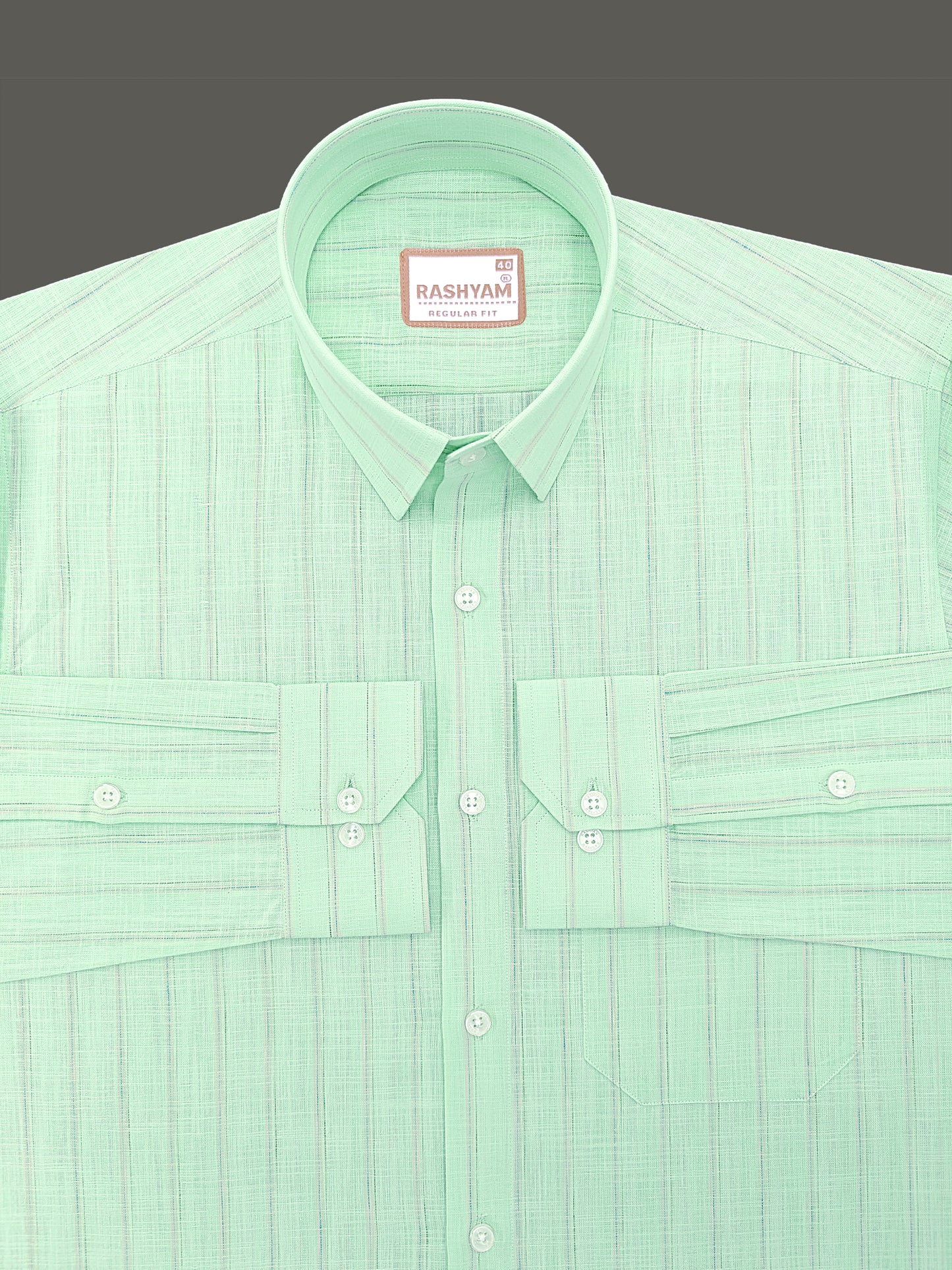 Bellariva Premium Linen Cotton Multi Line On Mint Green Formal Shirt
