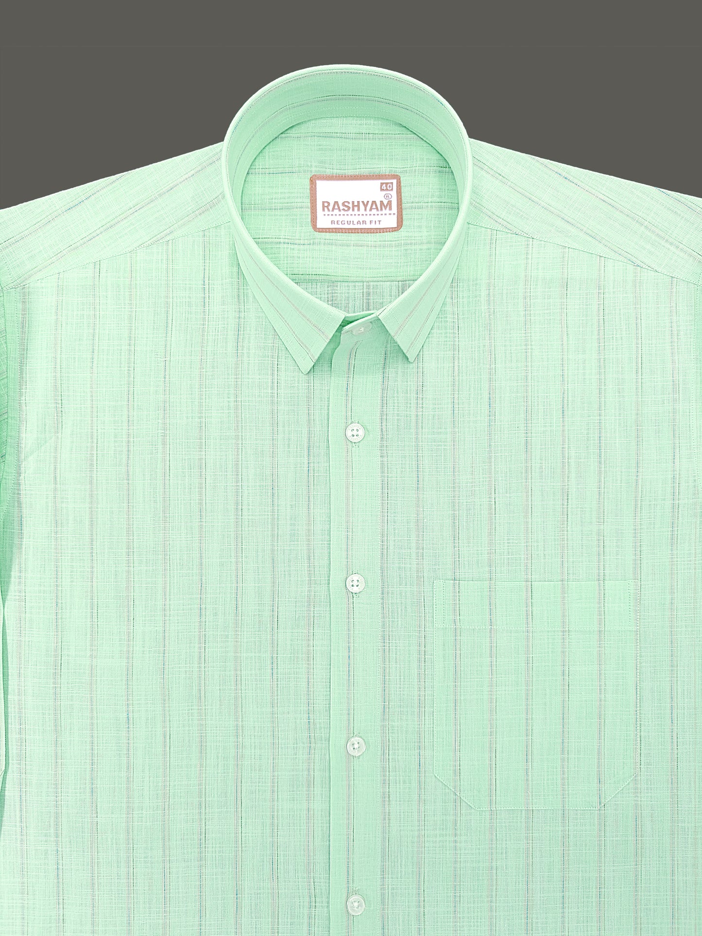 Bellariva Premium Linen Cotton Multi Line On Mint Green Formal Shirt
