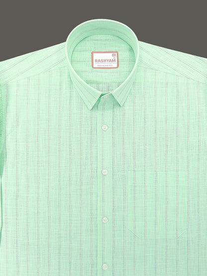 Bellariva Premium Linen Cotton Multi Line On Mint Green Formal Shirt