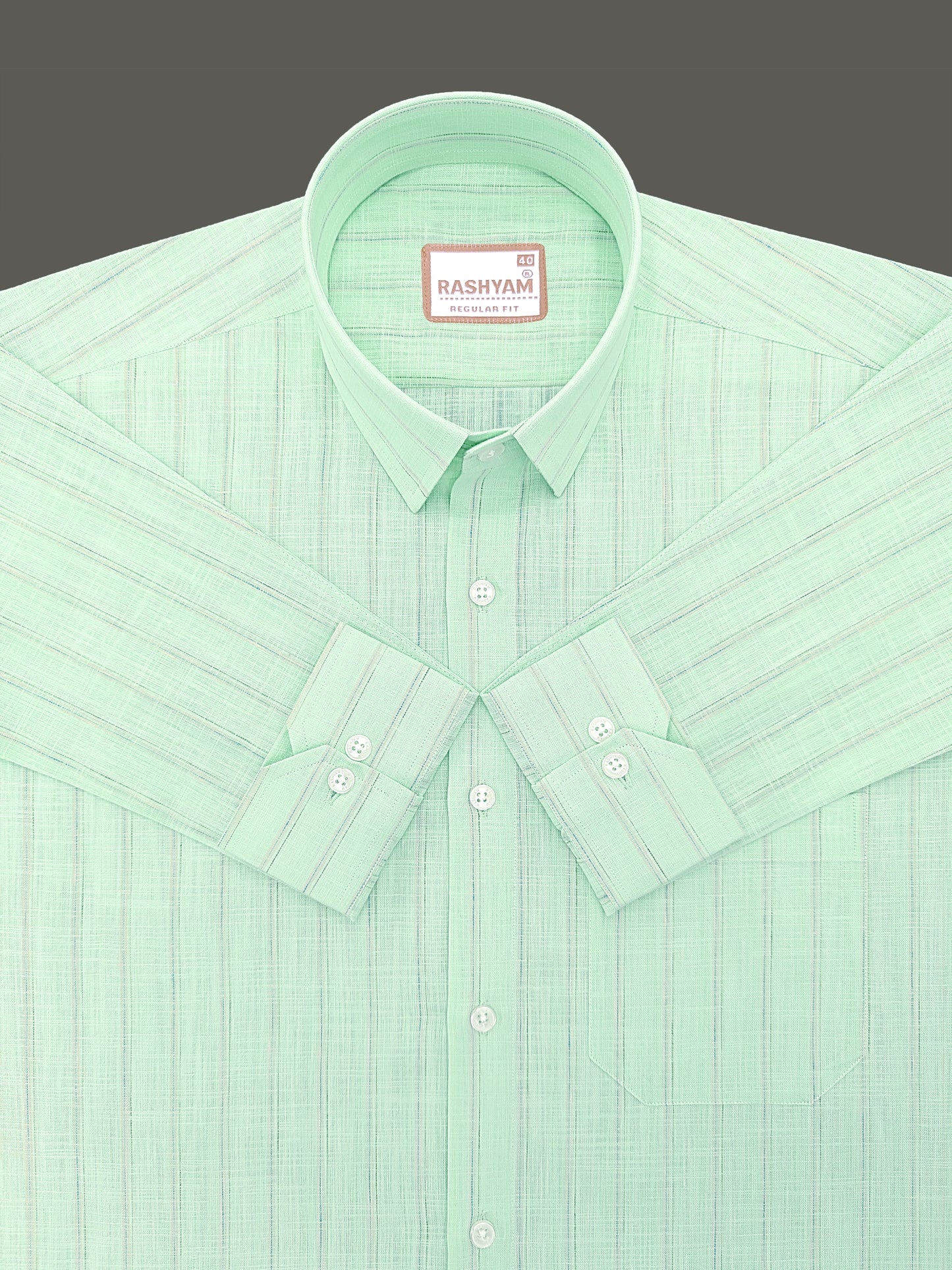 Bellariva Premium Linen Cotton Multi Line On Mint Green Formal Shirt