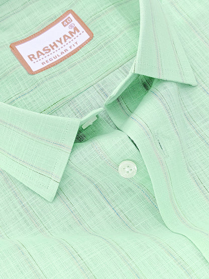 Bellariva Premium Linen Cotton Multi Line On Mint Green Formal Shirt