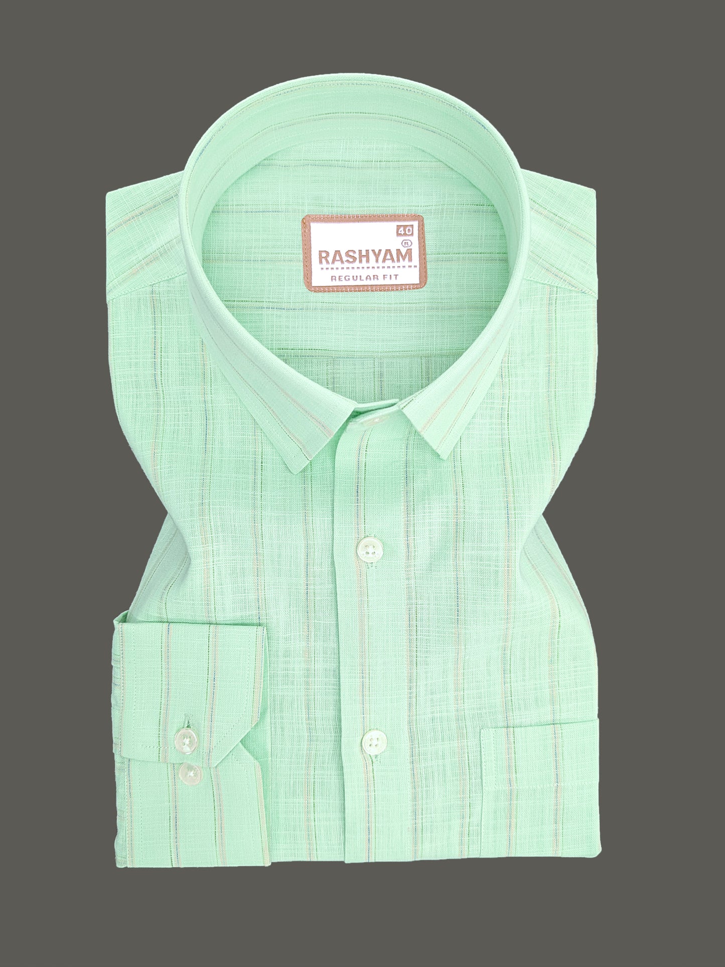 Bellariva Premium Linen Cotton Multi Line On Mint Green Formal Shirt