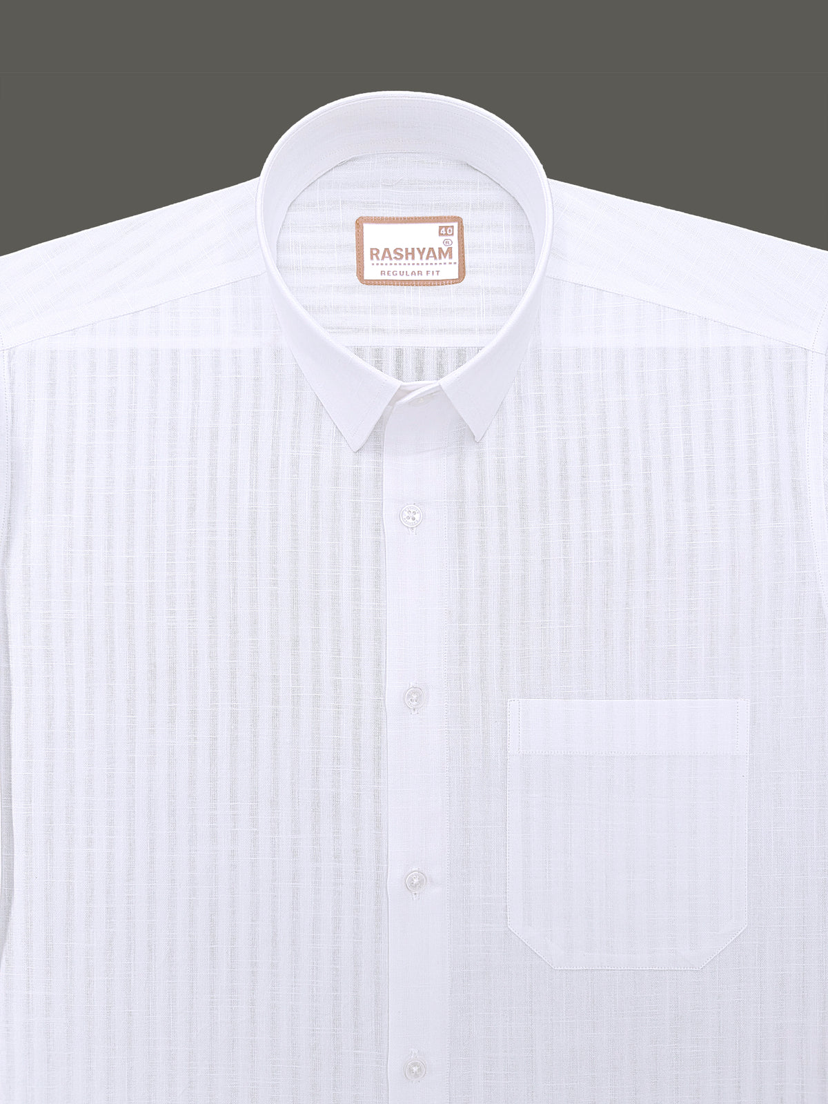 Italian Linen Cotton Bright White Self Striped Designer Formal Shirt