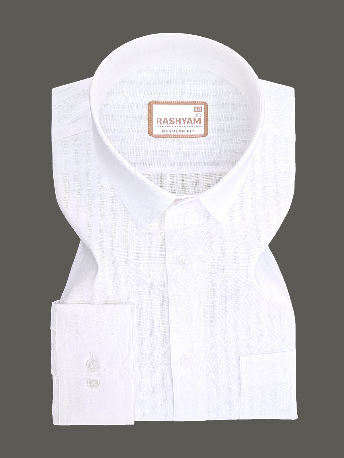 Italian Linen Cotton Bright White Self Striped Designer Formal Shirt