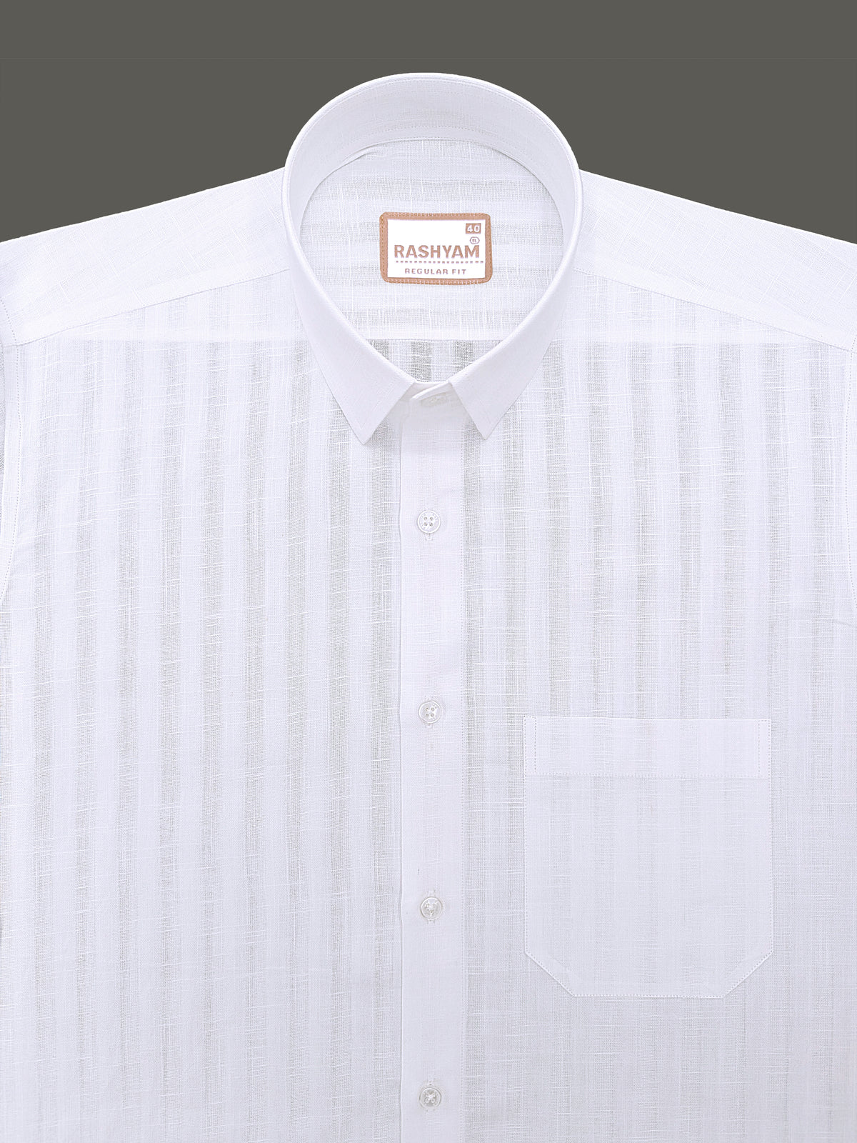 Italian Linen Cotton Bright White Wide Stripe Formal Shirt