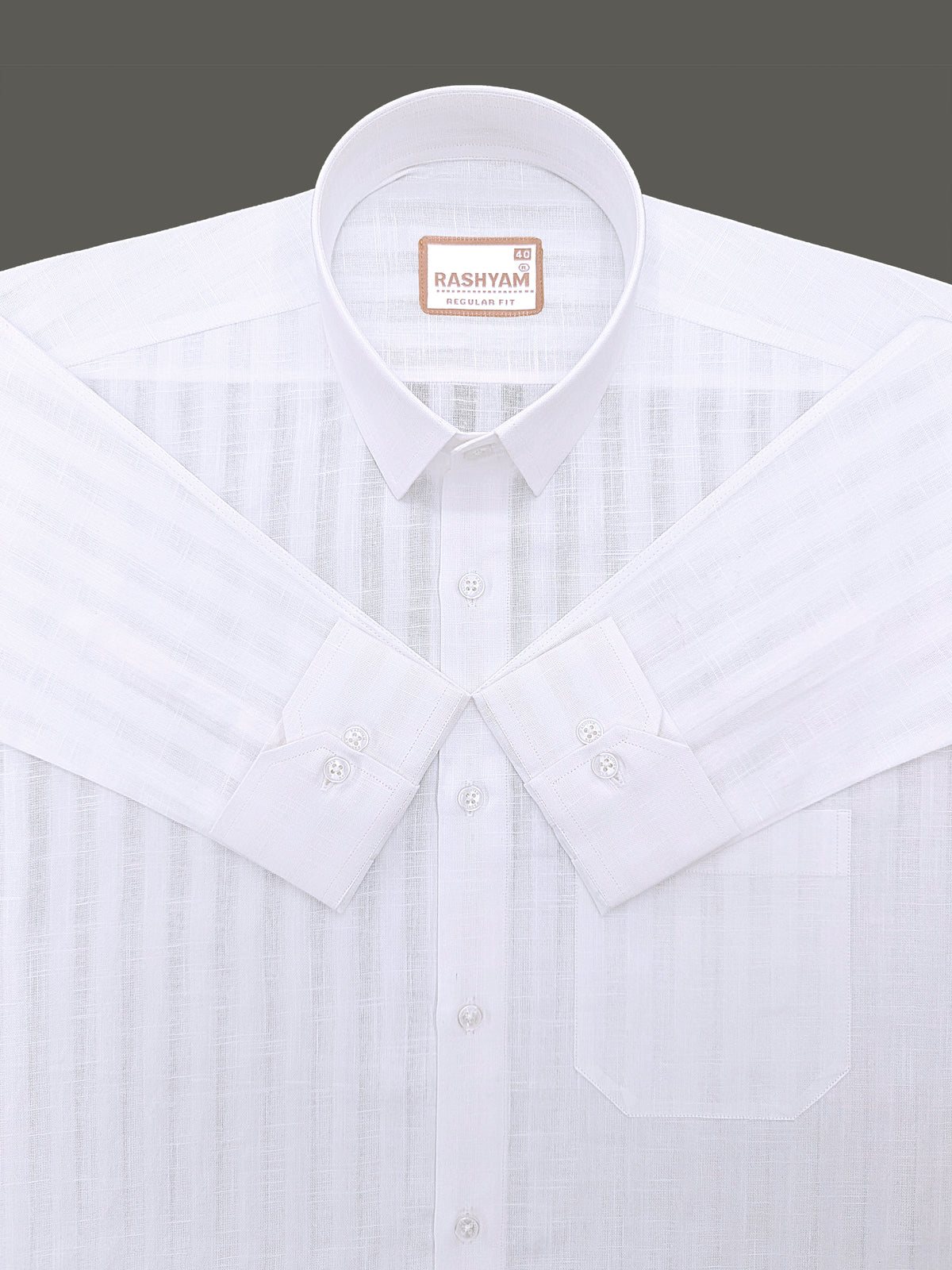 Italian Linen Cotton Bright White Wide Stripe Formal Shirt